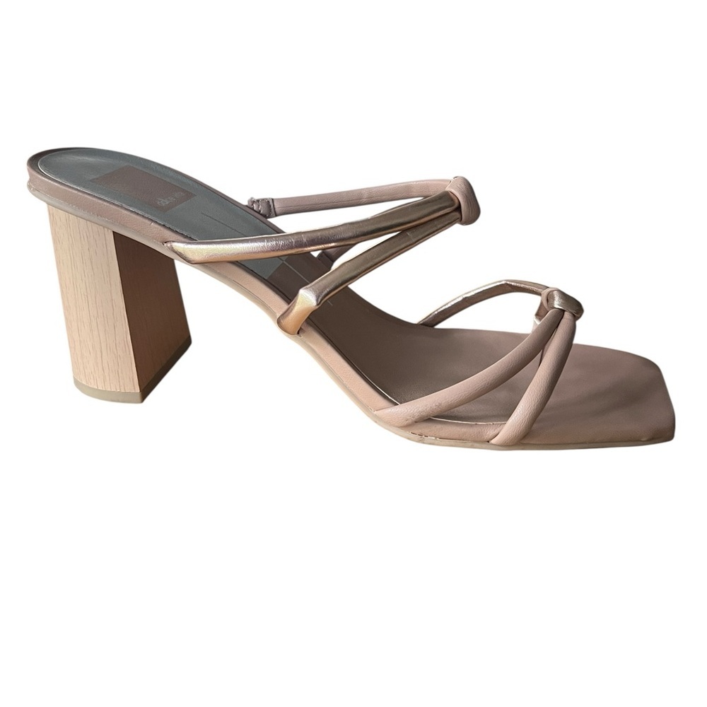Dolce Vita tan/metallic Parris slip on strappy heel size 10